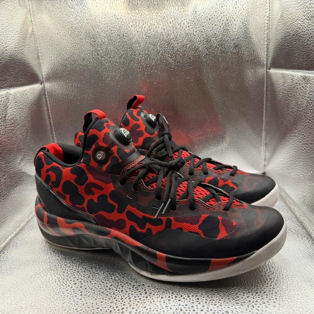 Size 11 Reebok ZPump Rise Black Red Camo Leopard‎ Print Basketball Shoes
